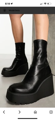 Bershka Bota Cuña Gruesa Negra Talla 39/8 Foto 1 de 4