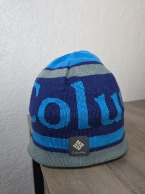Columbia Adult Beanie Size O/S Gray Blue Black Warm Metallic Lining - Image 1 of 3