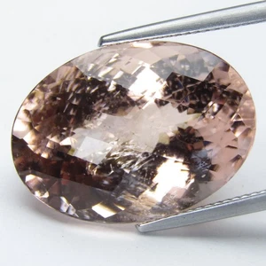 24,72 kt natürlicher Pfirsich Morganit 20,2 x 16,2 x 12,3 mm ovaler Edelstein im Schachbrettschliff -- VDO - Bild 1 von 6