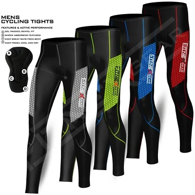 Mens Cycling Tights Trousers Padded Base Layer Compression Sports Cycle Leggings - Image 1 of 3