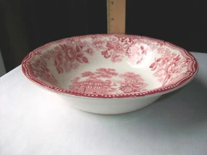 ROYAL STAFFORDSHIRE ENGLAND TONQUIN RED CLARICE CLIFF 8" ROUND VEGETABLE BOWL - Picture 1 of 6