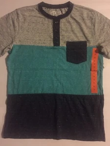 Boy Short Sleeve Shirt P.S from Aeropostale Size 12 Grey Aqua - Picture 1 of 5