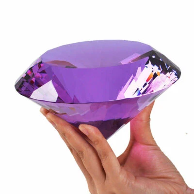 200mm Huge Purple Crystal Diamond Paperweight Wedding Centerpieces Gifts - Image 1 of 4