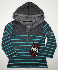 NWT English Laundry Boys Lions Crest Henley Hoodie Shirt Black HTHR Little Kid 4 - Picture 1 of 7