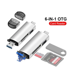 6 in 1 USB2.0 USB C Card Reader USB/TF USB2.0 Memory Card Reader Adapter - Afbeelding 1 van 10
