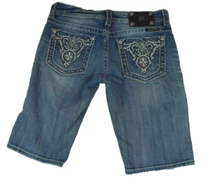MISS ME BERMUDA JP5341M WOMEN’S JEAN SHORTS SIZE 28 EMBELLISHED RHINESTONE - Picture 1 of 11