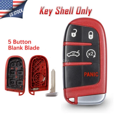 Red For Dodge Charger Challenger Jeep Chrysler Remote Key Fob Cover Shell Case - Image 1 of 4