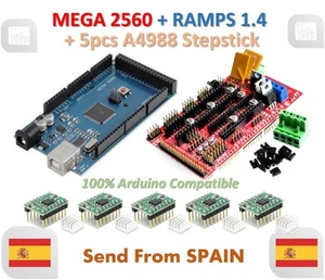 Mega 2560 R3 + Ramps 1.4 Control Panel + 5pcs A4988 Stepper Drive - Imagen 1 de 1