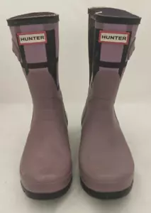 Hunter Damengröße 7 lila schwarz Schottenkaro kurze wasserdichte Regenstiefel - Bild 1 von 5
