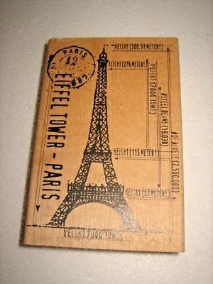 Estampadores Anónimos TIM HOLTZ Montaje en Madera Sello de Goma Torre Eiffel - París Foto 1 de 2