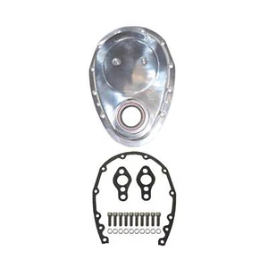 Polished Aluminum Timing Cover with Gaskets & Hardware for Chevy Small Block - Foto 1 di 1