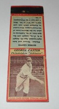 1935-36 Diamond Matchbook Baseball Photo George Caster Philadelphia Athletics