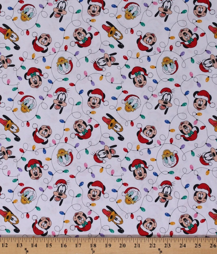 Cotton Christmas Mickey Mouse Festive Holiday Fabric Print by the Yard D405.53 - Image 1 of 1