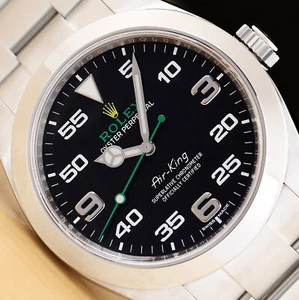 2019 CARD ROLEX AIR-KING 116900 GREEN BLACK ARABIC STAINLESS STEEL 40MM WATCH - Picture 1 of 12