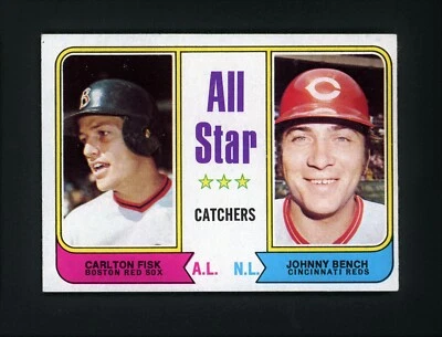 Topps All-Star Catchers 1974 - Johnny Bench / Carlton Fisk (HOF) #331 casi nuevo Foto 1 de 2
