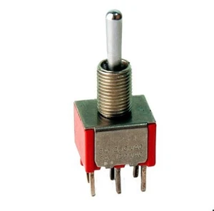 Mini interruttore basculante • 2 poli • 3 posizioni. • On(block)/Off/On(pulsante) • 125V/ac/6A - Foto 1 di 2