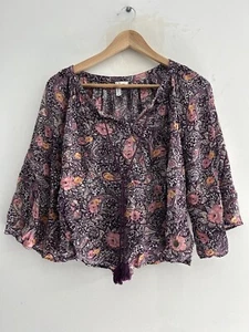 Lee Cooper Women's Size 8 Long Sleeved Top Crop Paisley Floral Boho - Picture 1 of 8