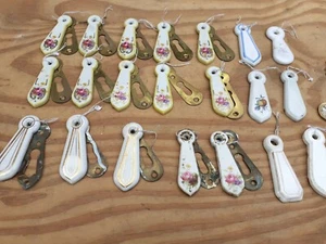 Vintage old China Pottery Ceramic Key Door Escutcheon Brass 21 Available - Picture 1 of 9