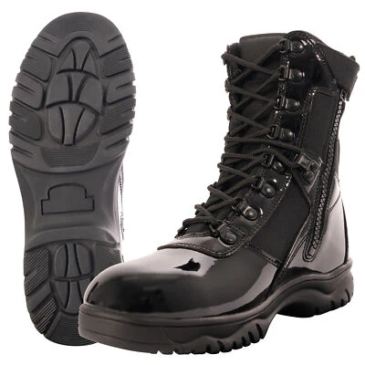 Forced Entry High-Gloss Tactical Boots with Side Zipper - 8 Inch Boot Height - Image 1 of 4