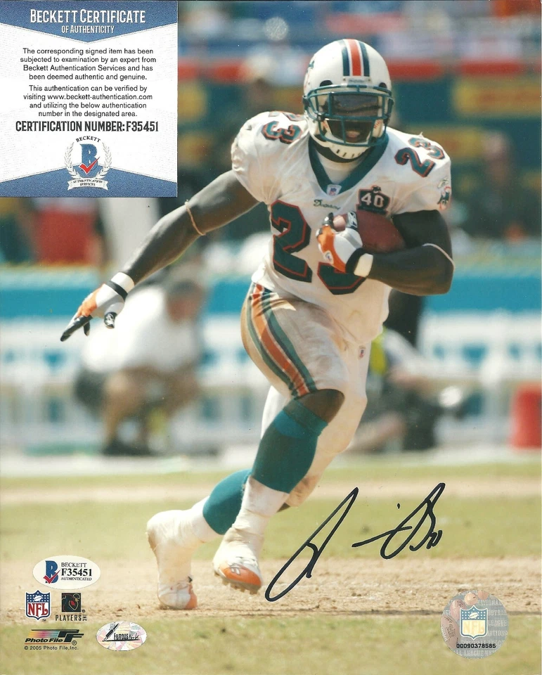Ronnie Brown Miami Dolphins Signed Auto 8x10 Photo Beckett BAS COA - Изображение 1 из 2
