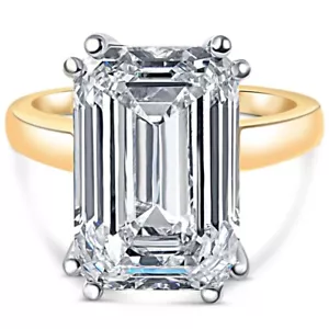 Certified 10.05CT H/VS1 Emerald Solitaire Diamond Engagement Ring Gold Lab Grown - Picture 1 of 6