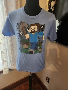 Camiseta Minecraft Manga Corta Niños Jóvenes XL (14/16) Gráficos Azul Claro Juegos - Imagen 1 de 2