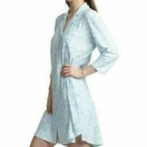 Hanes Comfort Sleep Printed Notch Collar Sleepshirt Nightgown Mint Cloud M NWT
