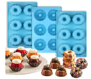 Mini Fluted Tube Pan Silicone 6-Cavity (3PCS), Nonstick Small Cake Baking Molds - Picture 1 of 8