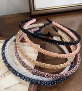 Women Girl Rhinestone Bling Gem Crystal Hairband Hair Head Band - Black - Picture 1 of 5