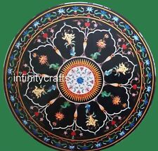 70x70 Inches Round Marble Office Meeting Table Top Pietra Dura Art Dining Table