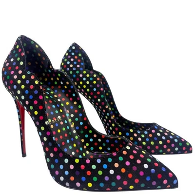 Zapatos de salón Christian Louboutin Hot Chick de gamuza a lunares de cuero negros para mujer talla 39 Foto 1 de 4