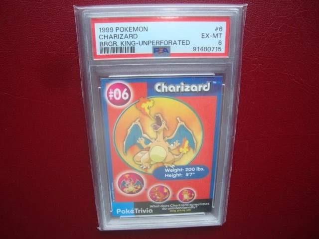1999 Burger King Pokemon Charizard UnPerforated card #6 Psa 6 Ex-Mt Centered - Image 1 of 1
