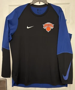 Nike Dri-Fit Men's XL NY Knicks Long Sleeve Warm Up Shirt Blue & Black - Picture 1 of 10