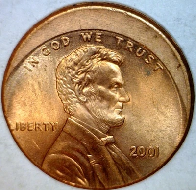 2001 ERROR OFF CENTER Lincoln Cent NICE BU + RED O/C Coin   NR - Image 1 of 2