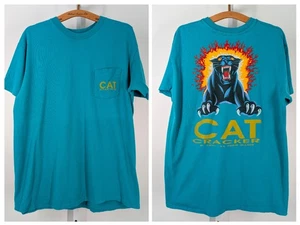 Cat Cracker Hess Oil Vintage 90s Uniform St Croix Panther Fire Hanes Beefy Shirt - Bild 1 von 6