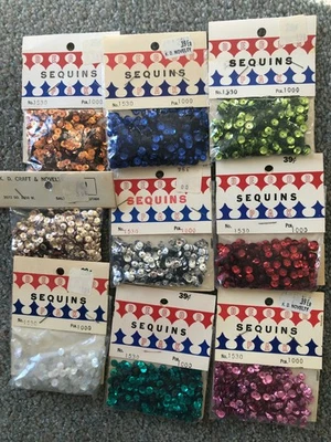 Vintage Lot 9 KD Craft Fancy Spangles Sequins New Packs Unopened - Image 1 of 2