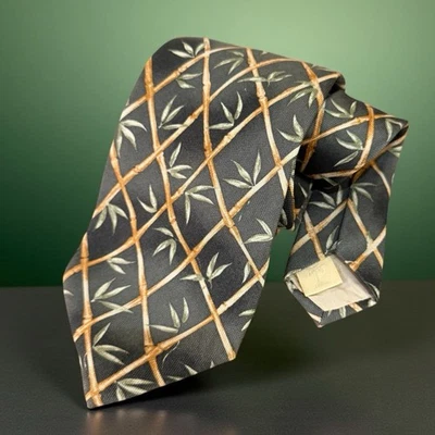 Tommy Bahama Bambú Hombre Corbata 100% Seda Hecha en EE. UU. Resort Ropa Vacacional Foto 1 de 4