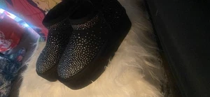 Mini Platform Ankle Boots Bootie Black Size 7 Rock And Candy Sequin Crystals New - Picture 1 of 4