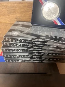 (5)2005 SILVER 25C PROOF SET AND 1 SILVER 2004 TOM EDISON $ ,total 5 t OZ SILVER - Picture 1 of 4
