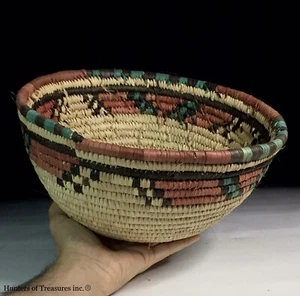 African Woven Coiled Grass Bowl Basket Hausa Tribal People from Nigeria 11 Inch. - Picture 1 of 5