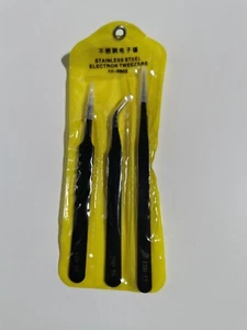 Anti-Static Precision ESD Tweezers Set Stainless Steel for Electronics UK - Picture 1 of 2