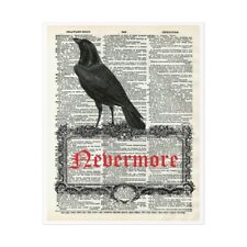 Edgar Allen Poe Nevermore Printed on Dictionary Paper The Raven Wall Decor Print