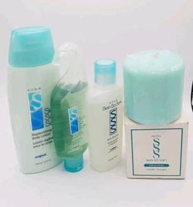 4 Stück Avon SKIN SO SOFT ORIGINAL Bodylotion/Duschgel/Badeöl/Kerze Neu aus altem Lagerbestand - Bild 1 von 1