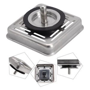 Square Stainless Steel Kitchen Sink Strainer Drainer Post Stopper Waste Plug OZ - Picture 1 of 21