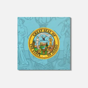 Idaho USA State Seal 4'' X 4'' Square Wooden Coaster - Picture 1 of 3