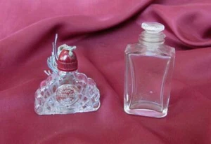 1930s ANTIQUE SET OF TWO MINI CRYSTAL GLASS PERFUME BOTTLES - Picture 1 of 12