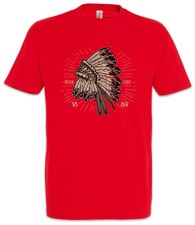 Indian Chief Hat T-Shirt Feathers Native American Axe Tomahawk Headman Aztecs
