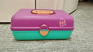 Vintage Caboodles California Pink Teal & Purple Makeup Box Case #2602 Large 5x12 - Picture 1 of 14