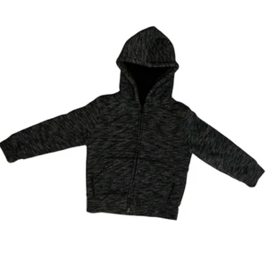 Kids Full-Zip Hooded Jacket 3T Faux Fur Lined Black & Gray The Children's Place - Picture 1 of 7