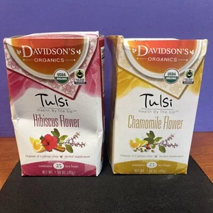 Davidson’s Organics Tulsi Chamomile Flower & Hibiscus Flower 25 Tea Bags Each - Picture 1 of 11